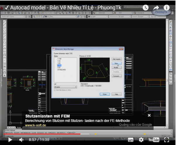 Model Autocad,Cách Trình Bày Bản Vẽ Nhiều Tỷ Lệ 